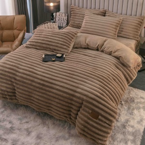 Lenjerie cocolino cu Elastic 180x200 Liny V13 Dark Beige (Cocolino)
