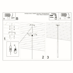 Lustra suspendata Pastelo Alb 8x8x100 cm - Img 4