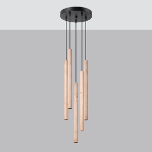 Lustra suspendata Pastelo din lemn, Natural 25x25x110 cm - Img 2
