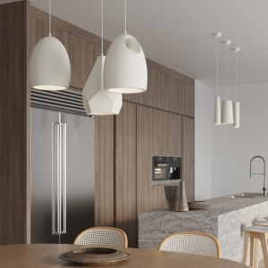 Lustra suspendata Pavlus din ceramica Alb 25x25x135 cm - Img 8