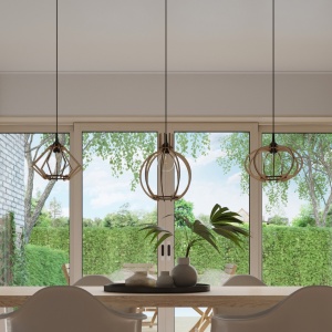 Lustra suspendata Pompelmo din lemn, Natural 27.5x27.5x90 cm - Img 7