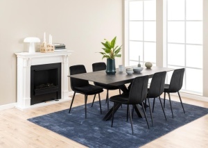 Masa dining Heaven, Negru, 76x210x90 cm - Img 2