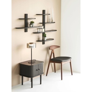 Raft de perete Aliano, Negru, 17.5x65x42.5 cm - Img 3