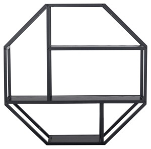 Raft de perete Seaford, Negru, 77x77x20 cm - Img 4