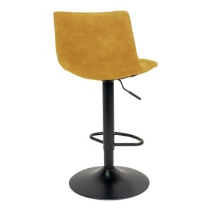 Scaun de bar tapitat Middelfart, Galben mustar, 45x43x88/108 cm - Img 2