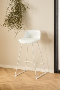 Scaun de bar Tina, Alb, 94x43x49 cm