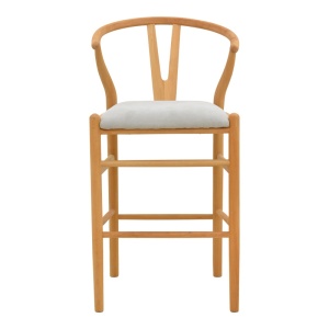 Scaun de bar Wishbone, Gri, 51x60x95 cm - Img 5