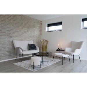 Set 2 piese Fotoliu lounge si taburet Glasgow, Alb, 79x42.5x70 cm - Img 3