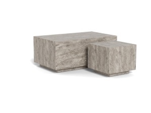 Set 2 piese Masute de cafea Dice, Gri, 42x100x60 cm - Img 3
