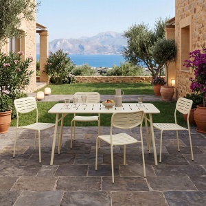 Set 5 masa si scaune gradina, Moraja Deraby, Crem, 80x140x72 cm