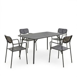 Set 5 masa si scaune gradina V1, Moraja Deraby, Negru, 80x140x72 cm - Img 2