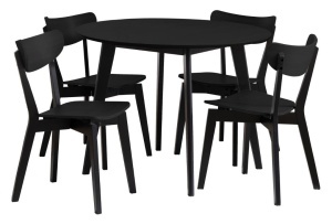 Set 5 piese Masa dining si Scaune Roxby, Negru, 76x105x105 cm - Img 3
