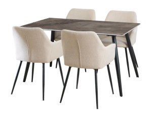 Set 5 piese Masa dining si Scaune Wicklow V6, Gri, 75x140x80 cm - Img 2