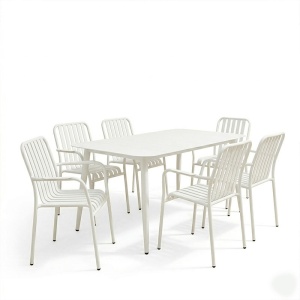 Set 7 masa si scaune gradina, Heven Vista, Alb, 80x150x72 cm - Img 2