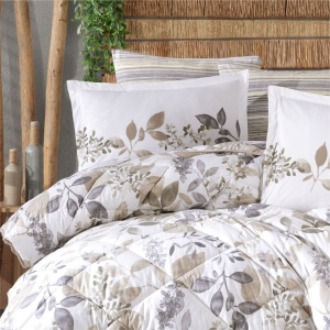 Set Lenjerie si Cuvertura Azura Bej (Bumbac 100%)