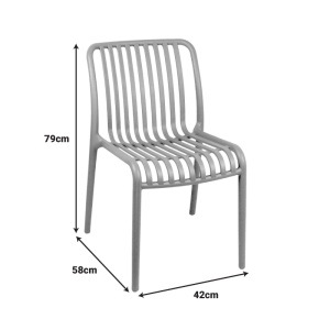 Set mobilier dining 3 piese Zoi Groovy, Antracit, 80x80x74 cm - Img 6
