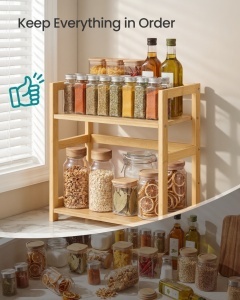 Suport pentru condimente, Bambou, Songmics, Natural, 41x18.6x41 cm - Img 4