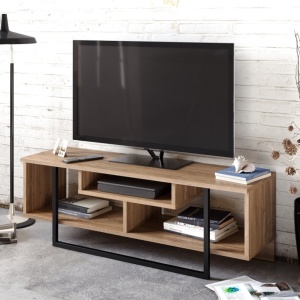 Έπιπλο TV Asal (120) - Walnut, Μαύρο