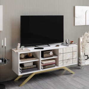 Έπιπλο TV North-Λευκό, Gold
