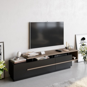 Έπιπλο TV Pia Μαύρο 180x46.4x38.9 cm