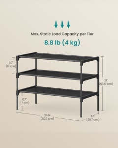 Αρθρωτή παπουτσοθήκη Songmics Μαύρο 62.3x29.7x21 cm - Img 5