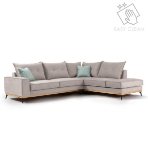 Αριστερός Γωνιακός Καναπές Luxury II Elephant - Ciel - Μαύρο 290x235x90 cm