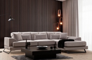 Γωνιακός Καναπές Frido Ανοιχτό Γκρι 109x304x92 cm