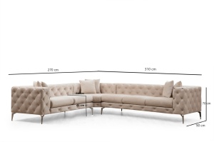 Δεξιός Γωνιακός Καναπές Como Εκρού 310x70x270 cm - Img 6