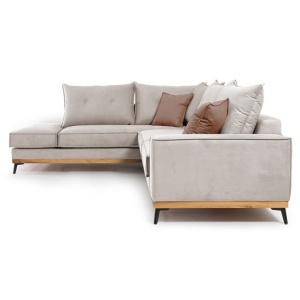 Δεξιός Γωνιακός Καναπές Luxury II Κρεμ - Mocha - Μαύρο 290x235x90 cm - Img 4