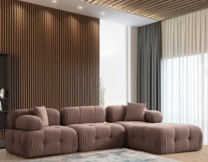 Δεξιός Modular Γωνιακός Καναπές Doblo Cappuccino 315x210x80 cm