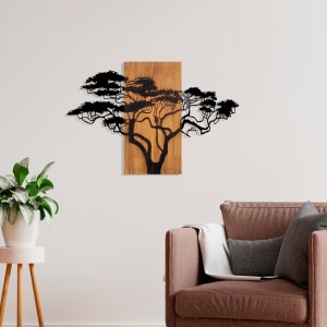 Διακοσμητικό Τοίχου από Ξύλο και Μέταλλο Acacia Tree, Καρυδί, 90x58 cm - Img 3
