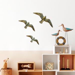 Διακοσμητικό Τοίχου Flying Seagulls, Χρυσό, 30x11x2 cm - Img 3