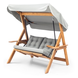 Διπλή Κούνια Κήπου Galata Swing S2, Γκρι, 160x195x120 cm - Img 2