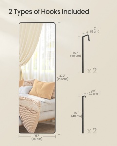 Επιδαπέδιος καθρέφτης Μαύρο Songmics 120x40x1.3 cm - Img 4