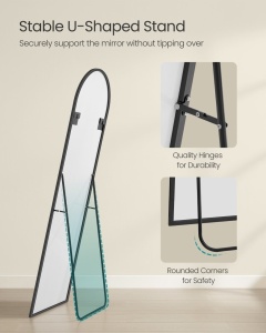 Επιδαπέδιος καθρέφτης Μαύρο Songmics 160x50x1.3 cm - Img 3