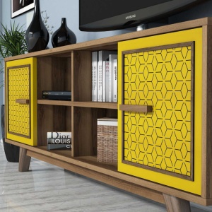 Έπιπλο TV Ayla-Walnut, Yellow - Img 4