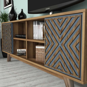 Έπιπλο TV İnci-Walnut, Blue - Img 4