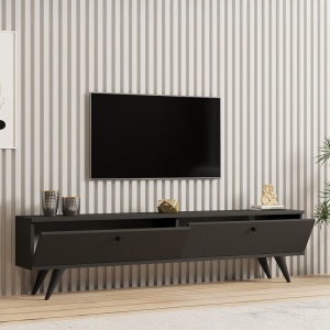 Έπιπλο TV Jate Σκούρο Γκρι 160x25x40 cm - Img 3