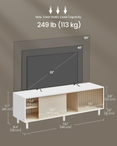 Έπιπλο TV Vasagle Λευκό 140x39x45 cm - Img 6