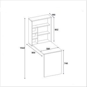 Επιτοίχιο γραφείο Sedir Δρυς 59x16x80.2 cm - Img 5