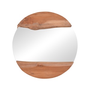 Καθρέφτης Alkmen από ξύλο teak σε φυσική απόχρωση 60x60x4 cm
