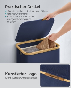 Καλάθι απλύτων Songmics Μπλε 42x32x70.5 cm - Img 3