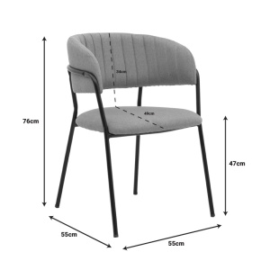Καρέκλα Morel material μπεζ πόδια μέταλλο μαύρο 55x55x76 cm - Img 8