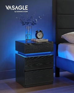 Κομοδίνο με LED Vasagle Μαύρο 40x35x55 cm - Img 4