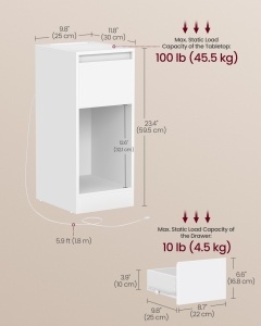 Κομοδίνο Vasagle Λευκό 25x30x59.5 cm - Img 5
