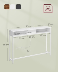 Κονσόλα Vasagle Λευκό 120x25x81.1 cm - Img 6