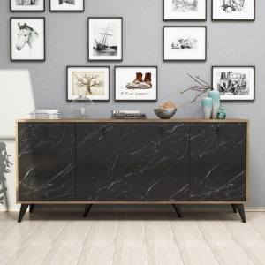 Κονσόλα Elite 1618 Walnut-Μαύρο Marble