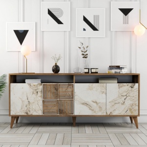 Κονσόλα Milan Walnut-Λευκό