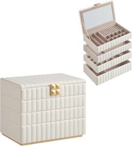 Κουτί κοσμημάτων Songmics Λευκό 28x17x20.5 cm
