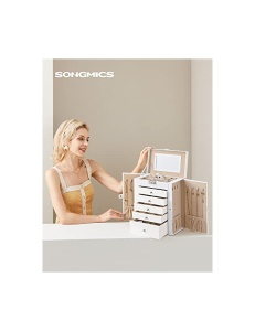 Κουτί Κοσμημάτων, Songmics, 10 x 12.6 x 6 cm, Λευκό - Img 2